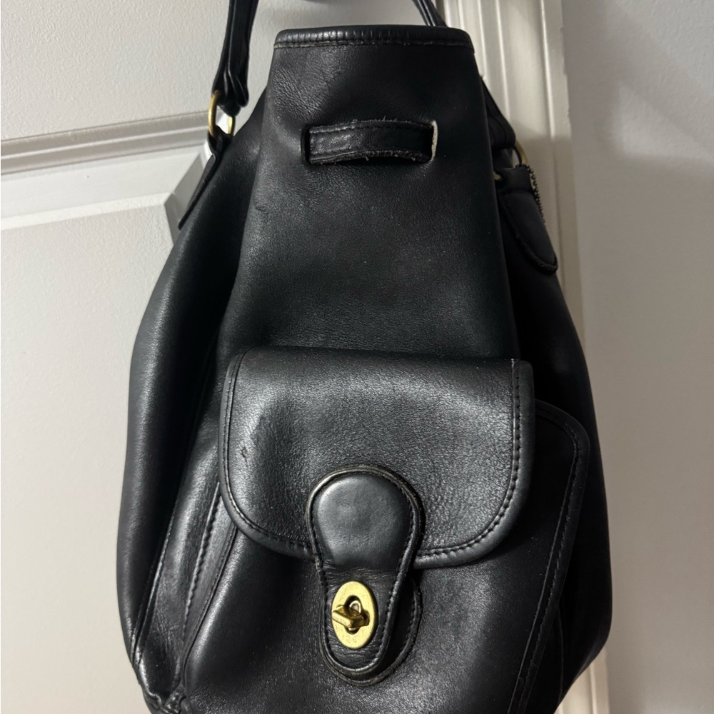 Coach Black Leather Backpack